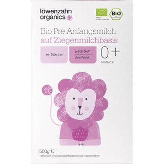 Lwenzahn Organics Pre Anfangsmilch auf Ziegenmilchbasis 0+ 500g