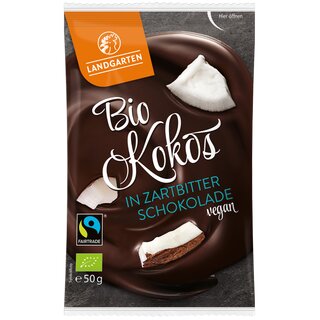 Landgarten Bio Kokos in Zartbitter Schokolade 50g
