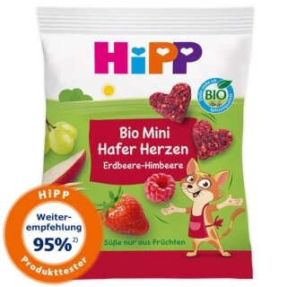 HiPP Mini Oat Hearts Strawberry-Raspberry 40g
