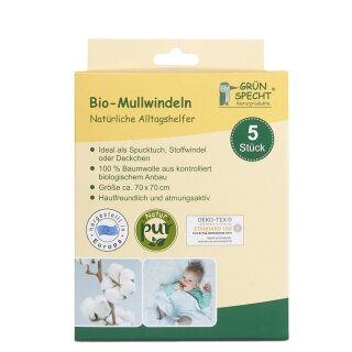 Gruenspecht Organic Muslin Diapers 5pcs.