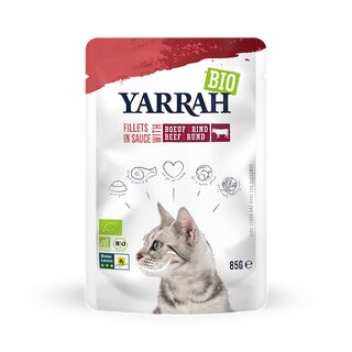 Yarrah Bio Cat Food Fillets With Beef in Sauce 85g